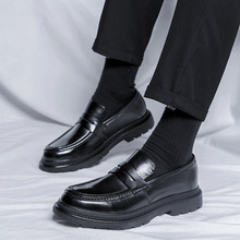 2025年春季新款青年圆头英伦平跟套脚时男时尚休闲日常皮鞋3504-R