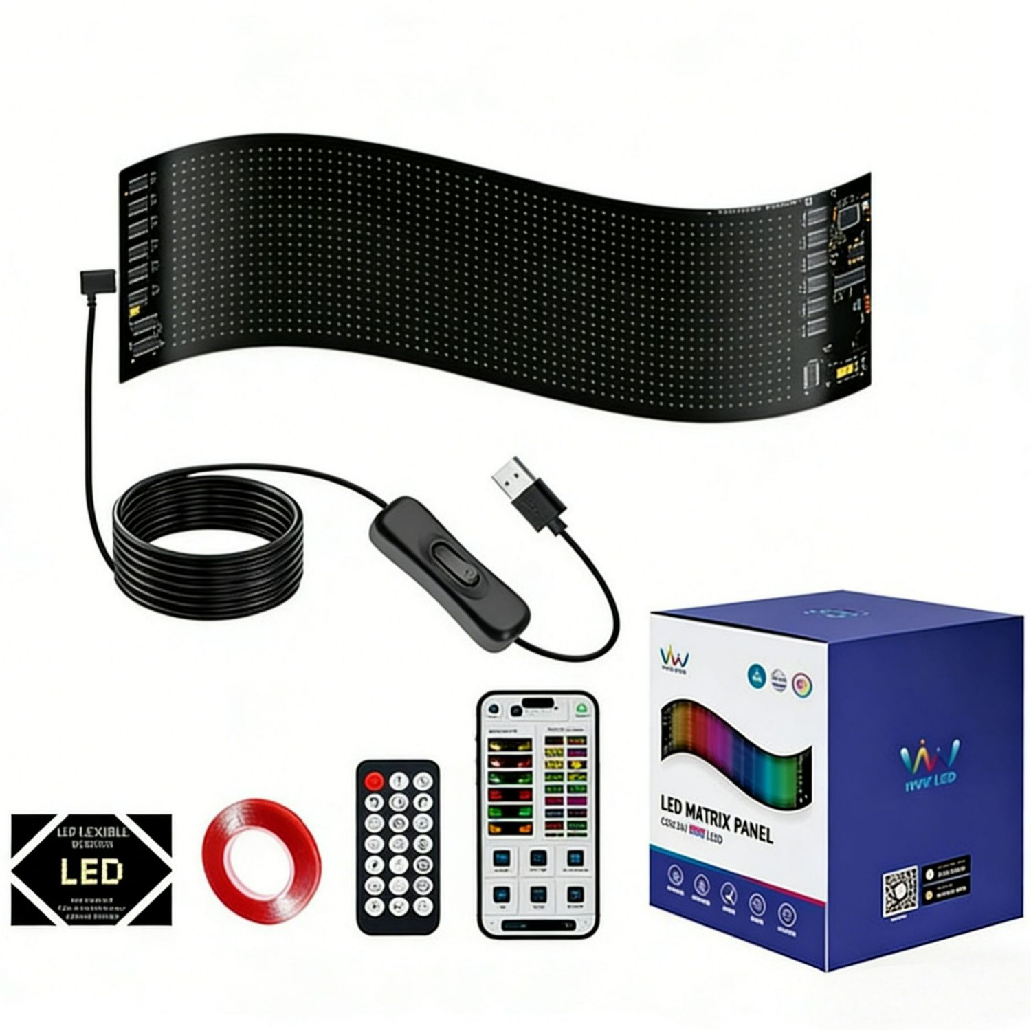 APP Bluetooth Pantalla LED a todo color Tienda de publicidad en automóviles Ojos del diablo LED pegado en automóviles Pantalla flexible pantalla suave