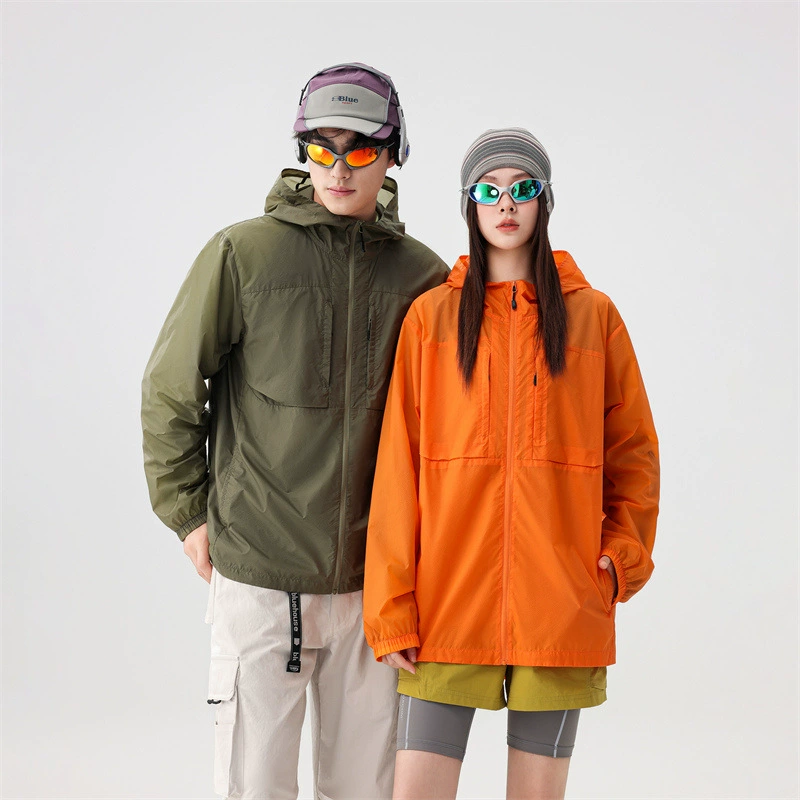 Летняя тонкая дышащая куртка с капюшоном из ледяного шелка для занятий спортом на открытом воздухе, пара, прямая трансляция, популярная солнцезащитная одежда