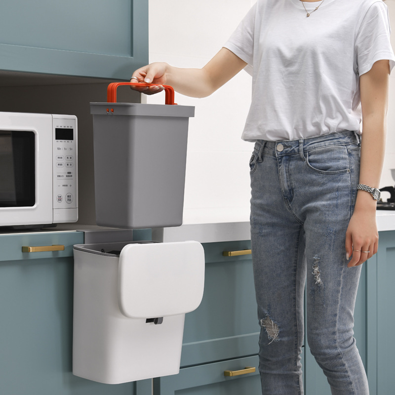 Premium Kitchen Trash Can, Household Hanging Trash Bin, Wall-Mounted Storage Bin, Movable Double Bin for Cabinet Doors Premium Kitchen Trash Can, Household Hanging Trash Bin, Wall-Mounted Storage Bin, Movable Double Bin for Cabinet Doors