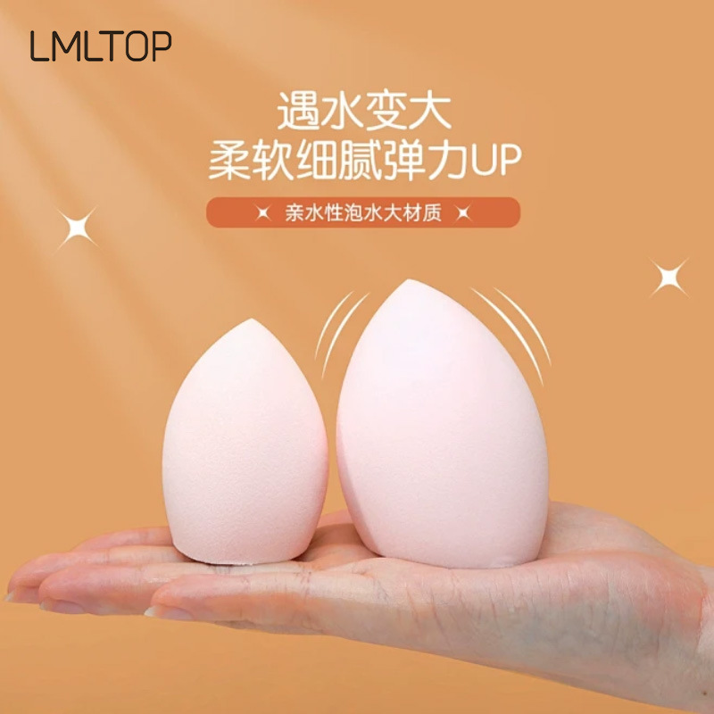 LMLTOP Esponja de maquillaje grande en caja de 2 piezas, para aplicación de maquillaje, polvo no pegajoso, esponja de belleza en forma de gota de agua, venta al por mayor A80070