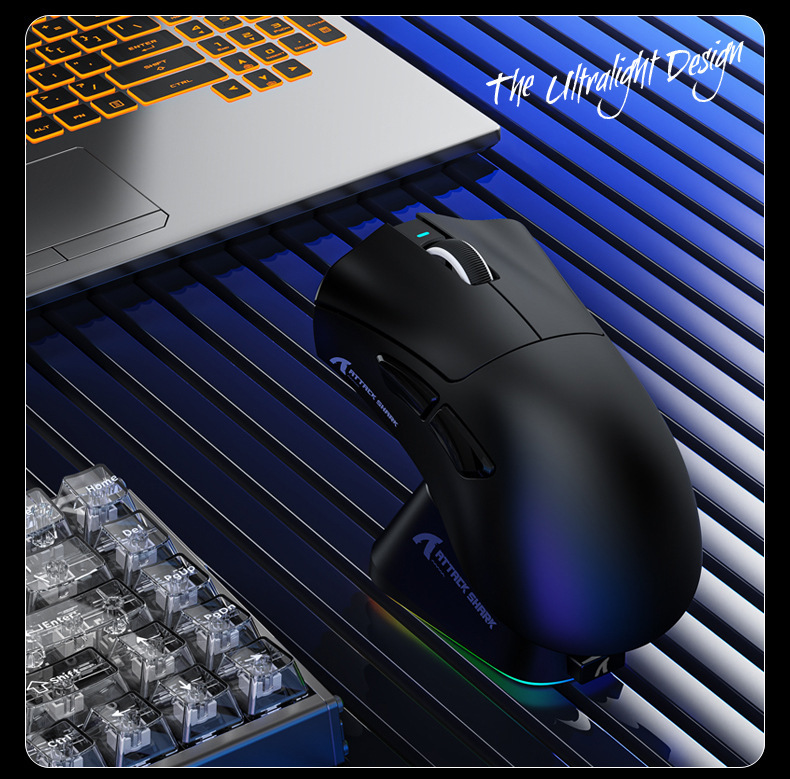 AttackShark V3PRO Mouse, Lightweight, Video Game, The Third Mock Examination, Wireless Bluetooth, RGB Seat, Rechargeable_voghion.com