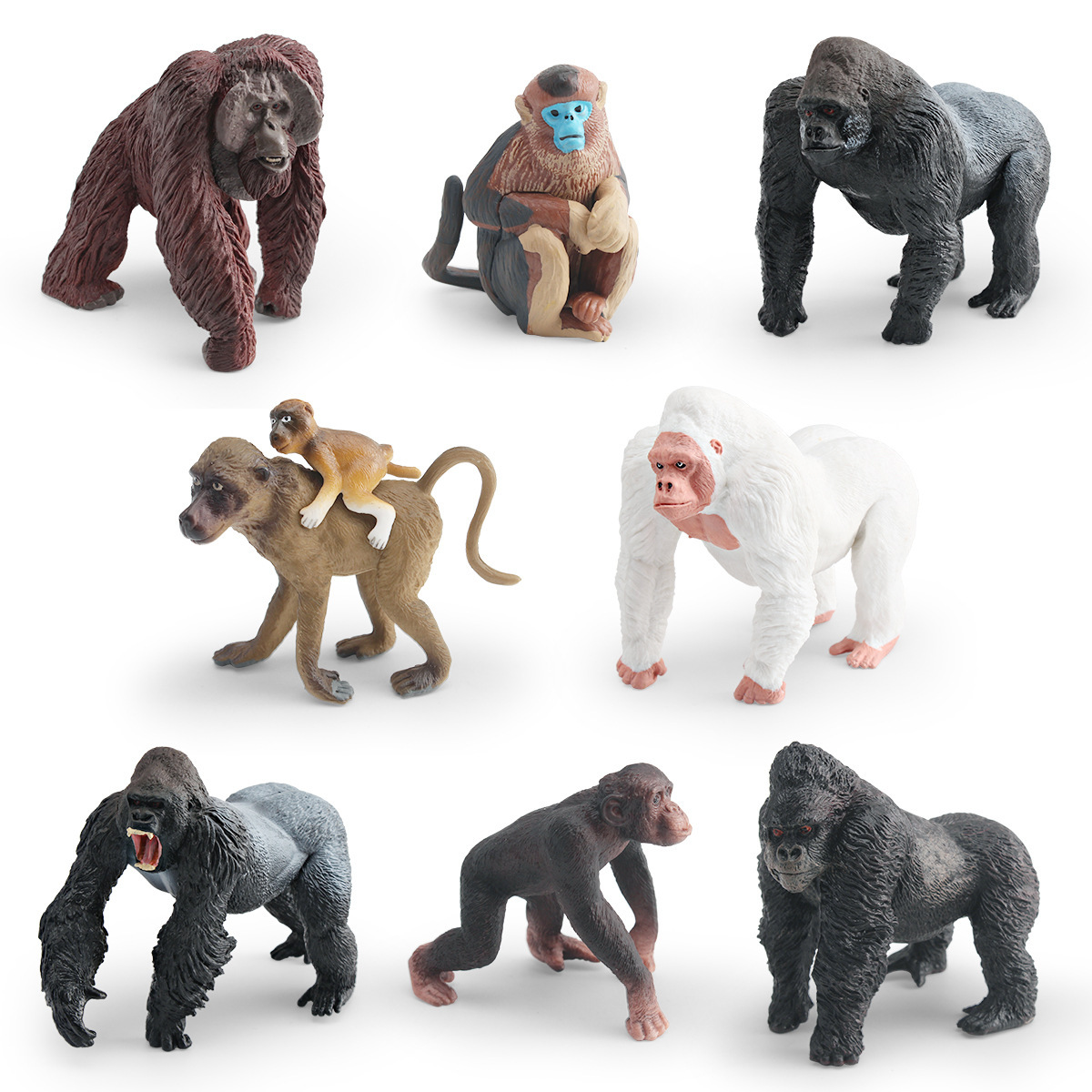 Simulación transfronteriza animal forestal modelo de orangutan puzzle orangutan chimpancé blanco mesa decoración estática