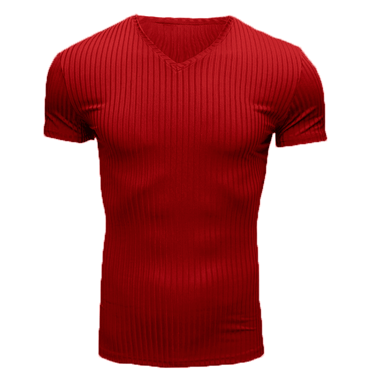 Men's Solid Color Simple Style V Neck Short Sleeve Slim Men's T-shirt display picture 8