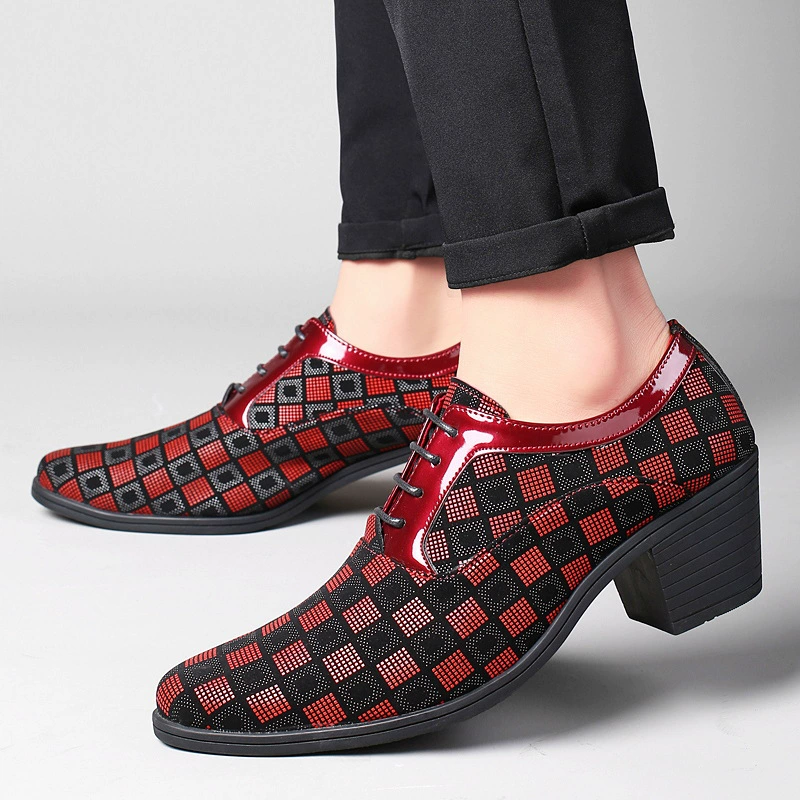 Трансграничные кожаные туфли на массивном каблуке с острым носком, Мужская весенне-осенняя Новая мужская кожаная обувь 2022 года, молодежная модная кожаная обувь в британском стиле