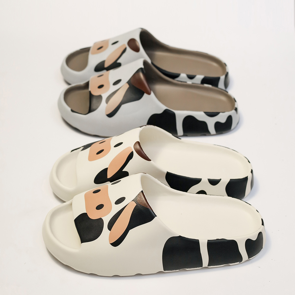 Women's Cow Print Eva Slippers Thick Soled Beach Sandals_voghion.com