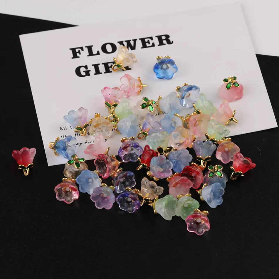 新中式渐变铃兰花琉璃散珠 diy手工自制手链项链吊坠饰品材料配件