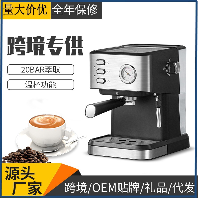 Foreign Trade Cross-Border Supply Coffee Machine Household Small Semi-Automatic High-Pressure Steam Milk Foaming Integrated Coffee Pot