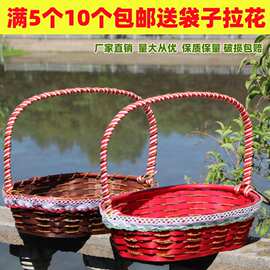 藤编水果篮柳编果蔬篮超市购物篮展示篮礼品篮采摘篮高档送礼篮子