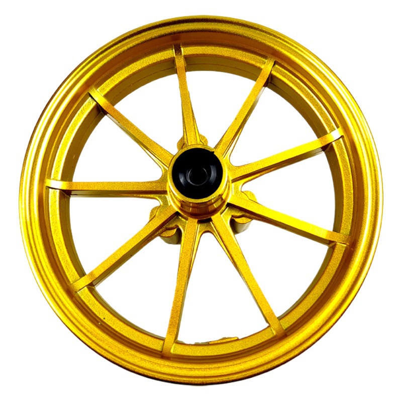 Rueda delantera de 10 pulgadas para vehículo eléctrico con 9 garras, orificios de 5.7 y 7.0, buje de freno de disco delantero de aleación de aluminio, universal para motocicletas eléctricas, específicamente para motocicletas eléctricas.