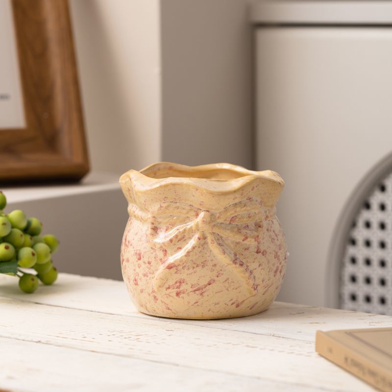 多肉陶瓷网红花盆高筒创意个性造型粉点釉面桌面室外装饰透气有孔