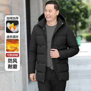 冬季新款中年男士棉衣加厚保暖爸爸装休闲外套多码数可选连帽外套