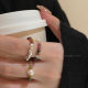 Tourmaline Pearl Natural Stone Ring Women's Light Luxury Overlapping Niche Design Finger Ring High-grade Beaded Accessories Finger Ring