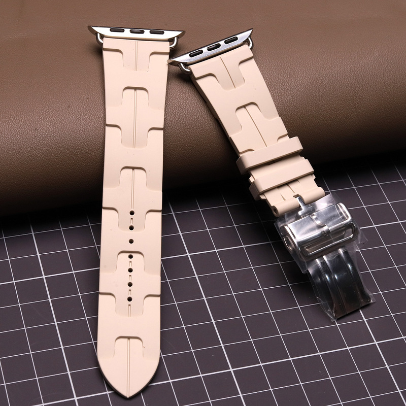 Suitable for Applewatch S9/Ultra2 Watch Wristband Official Color Matching Hermès H Apple Fluororubber Strap Suitable for Applewatch S9/Ultra2 Watch Wristband Official Color Matching Hermès H Apple Fluororubber Strap