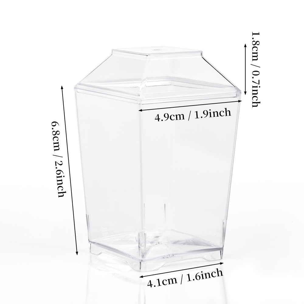 Taza cuadrada puntual Taza redonda Una variedad de tazas de postre Taza de pudín Taza de mousse Plato Cuchara de plástico desechable Amazon