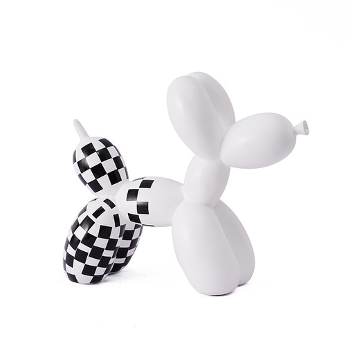 Nordic black and white checkered balloon dog home decor, living room and entryway decoration, cross-border resin craft