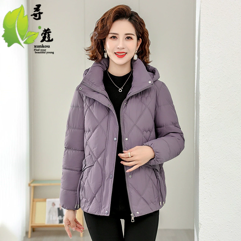 Хлопковое пальто для мамы большого размера 40 лет с капюшоном