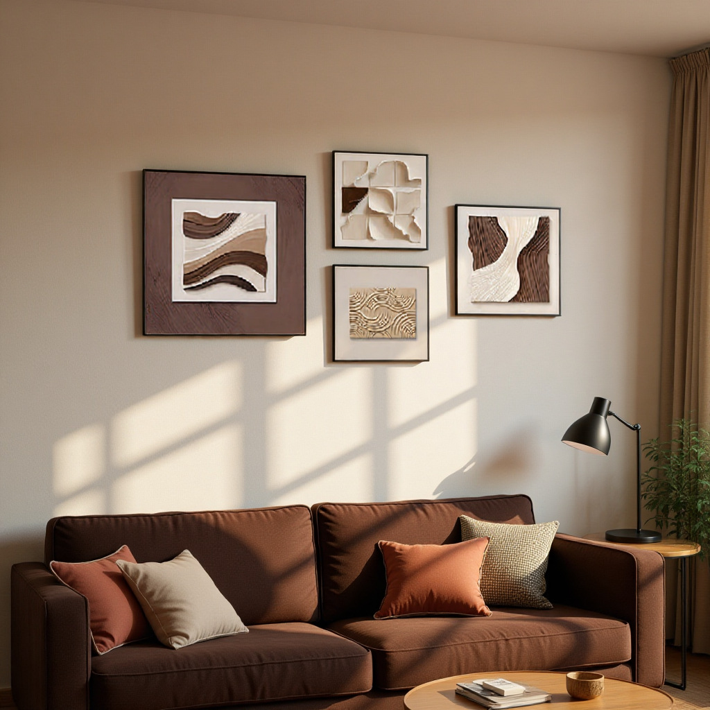 High-End Mid-Century Style Decorative Painting, Aluminum Alloy Hanging Painting, High-End Sofa Background Wall Mural, Wall Hanging Combination Painting