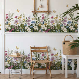 植物花朵踢脚线墙面装饰贴画卧室沙发背景墙热销可移除墙贴 57017