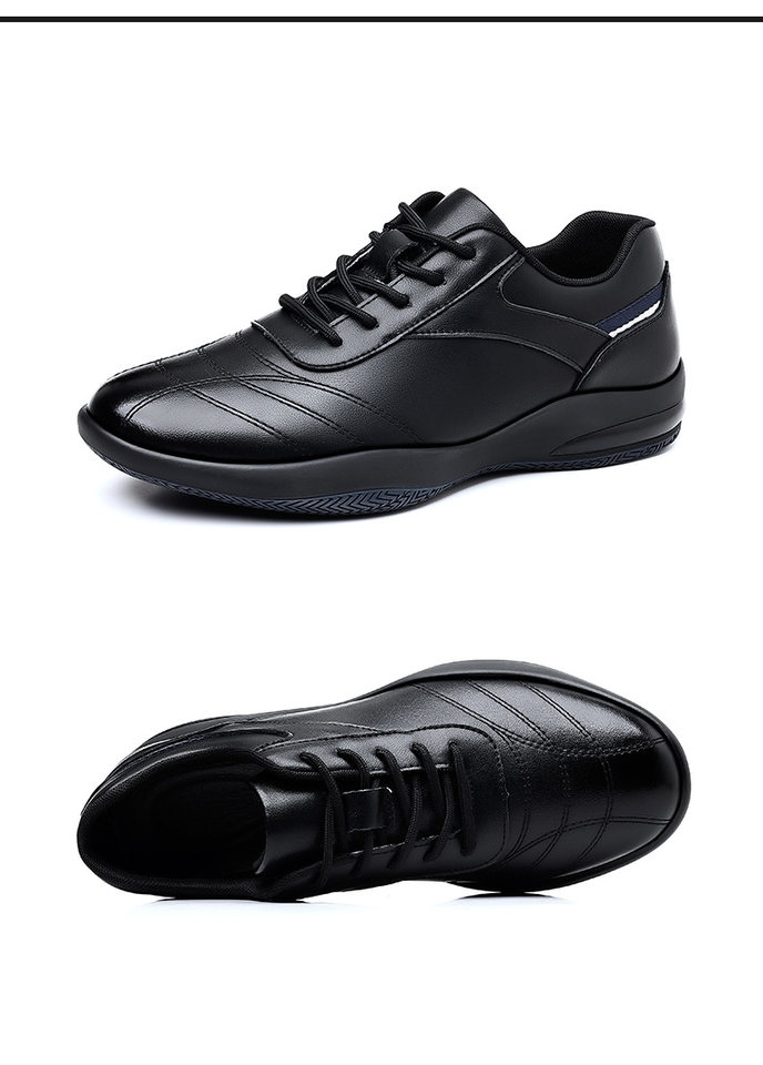 Giày sneaker nam da bò thoáng khí, đế cao su gót thấp 1–3 cm, dây buộc, phong cách thường ngày — PZ9873 Màu đen, PZ9873 màu trắng chi tiết 20