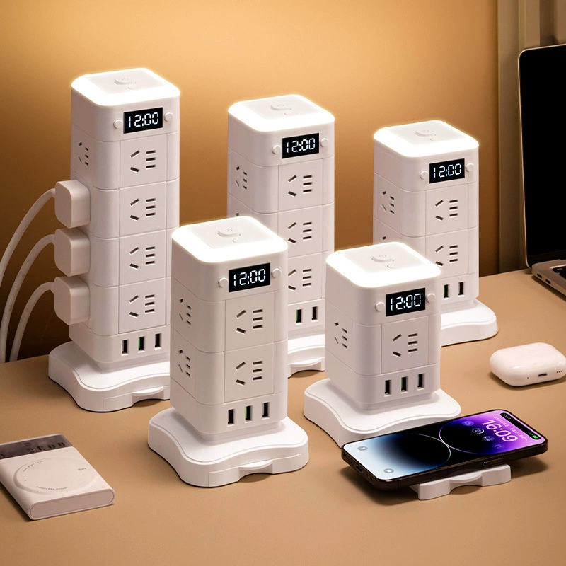 2025 новый modelo с часами ночник пористый вертикальный usb разетка прикуриватель держатель для телефона зарядка башня тип тянущей линии