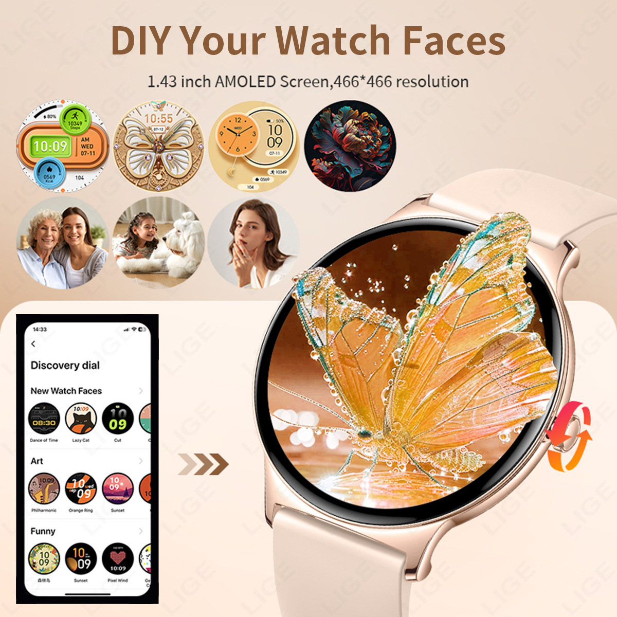 Women's Smartwatch With Heart Rate Blood Oxygen Monitor Bluetooth Calling Voice Assistant Pedometer Sports Watch_voghion.com