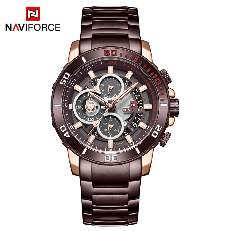 NAVIFORCE Lingxiang 9174 nuevo reloj redondo calendario deportes de Cristal los hombres movimiento cuarzo puntero tipo