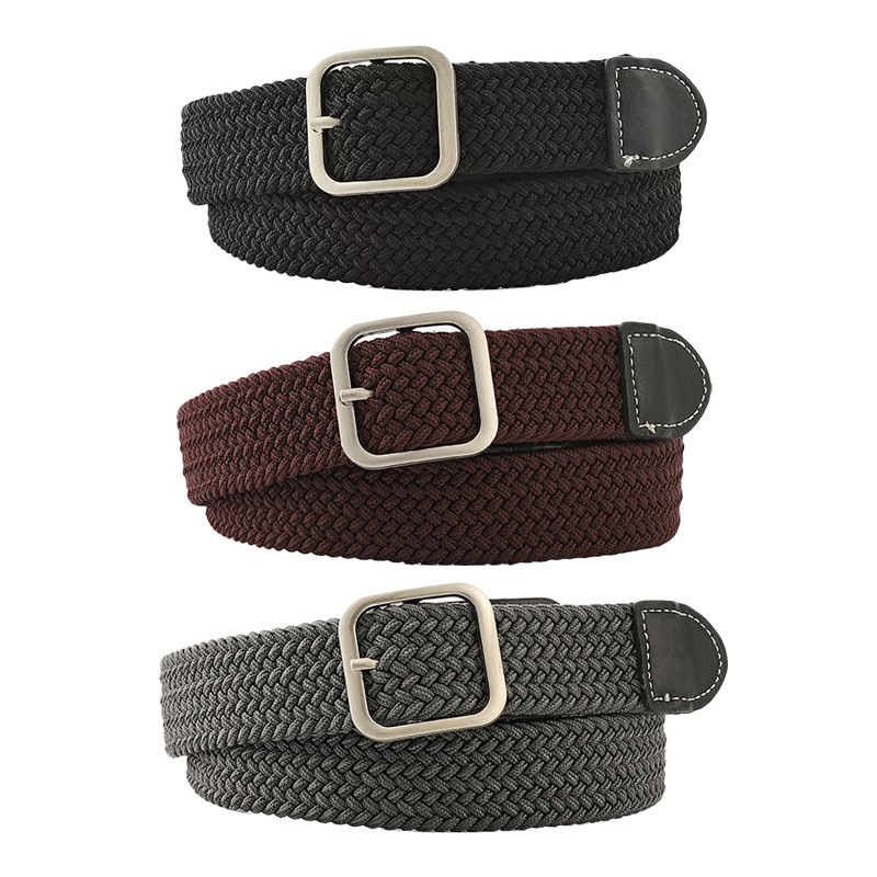 Popular Online Women's Canvas Belt Men's Elastic Belt Casual Elastic Woven Pin Buckle Belt Wholesale