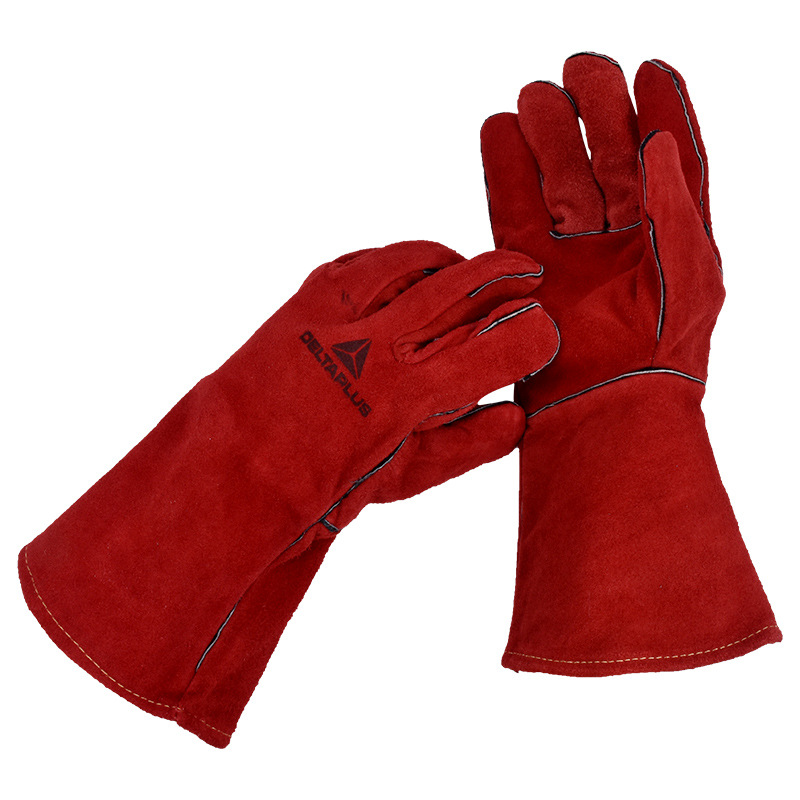 代尔塔牛皮焊工手套205515耐高温隔热防烫焊接手套加厚耐磨损手套
