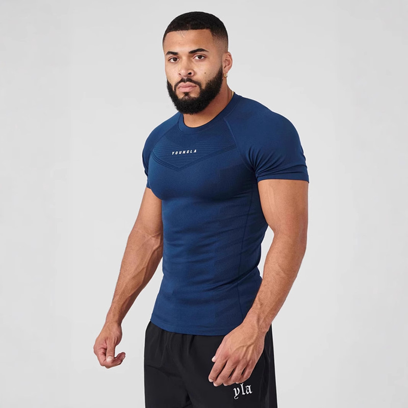 Men's T-Shirt Sports Fitness Quick-Drying Breathable Stretch Fitness Clothes Jogger Outdoor Running Basketball Training Clothes