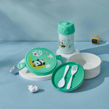 源厂卡通塑料儿童学生密封饭盒水杯套装野餐水果便当盒萌趣风餐具