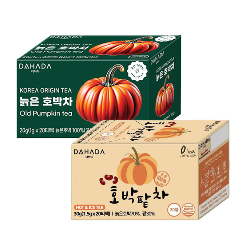 Korean DAHADA Pumpkin Red Bean Tea, health-preserving tea, instant tea, cold and hot brewing tea bags, individually packaged