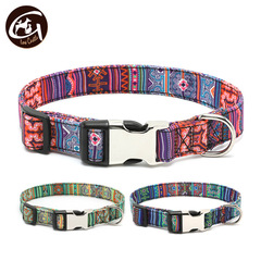 寵物用品新款狗圈民族風波西米亞碎花半金屬插扣ins風狗項圈