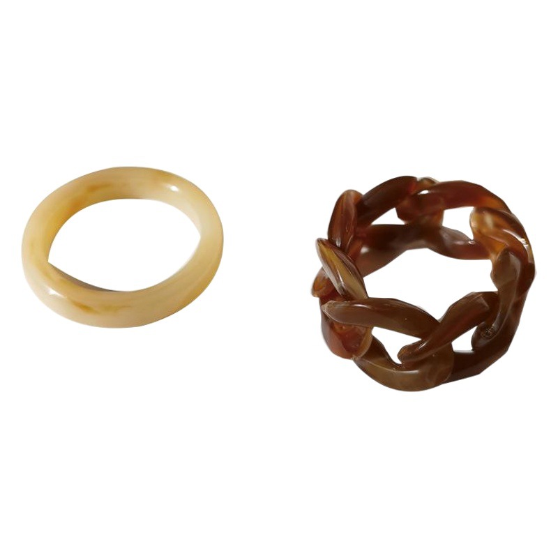 Retro Hong Kong Style Elegant Finger Ring Two-piece Set Personalized Chain Design Ring 2023 Trendy Finger Ring Women's 940