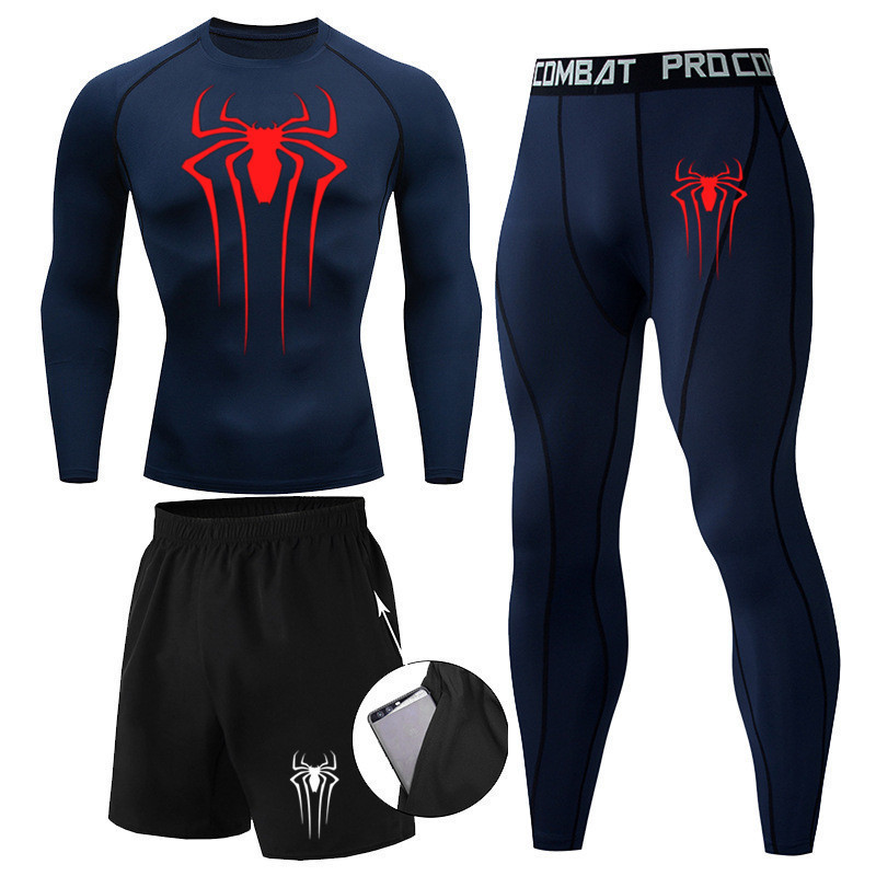 Men's Quick Drying Three Piece Sports Set For Running Training_voghion.com