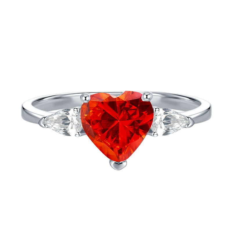 2024 nuevo corazón de plata S925 8 * 82 quilates color Moissanite Seiko completo diamantes anillo micro-incrustado Europa y América transfronterizos