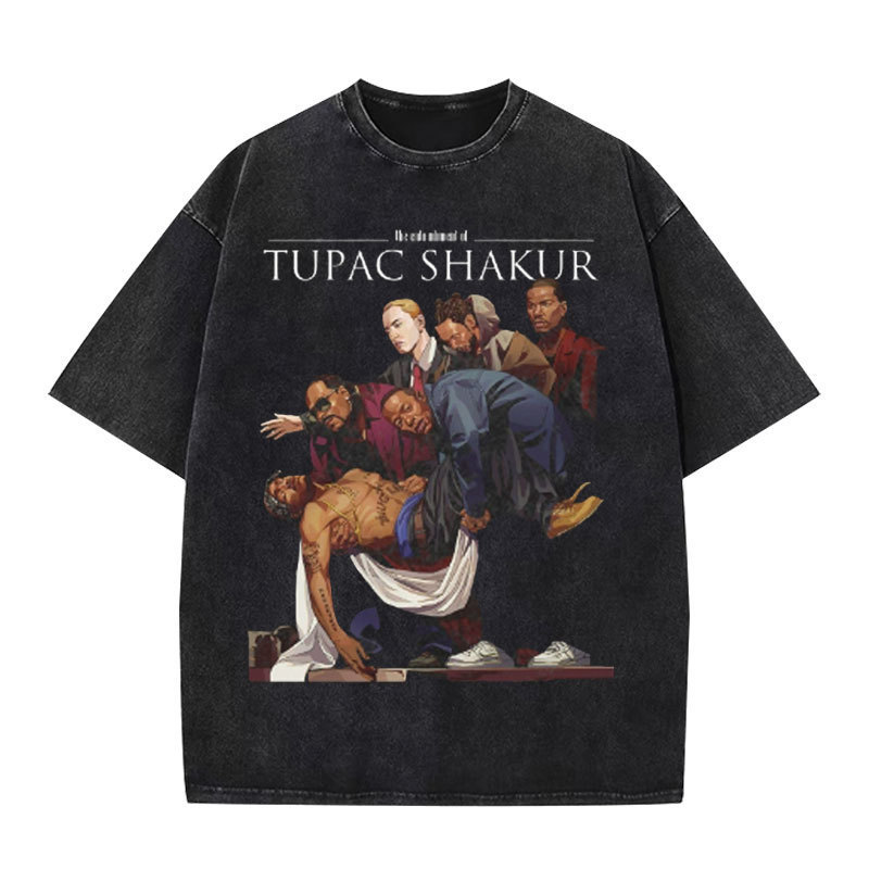Summer Homage Tupac Shaker 2Pac Tupac Printed Short-Sleeved T-Shirt Top for Men