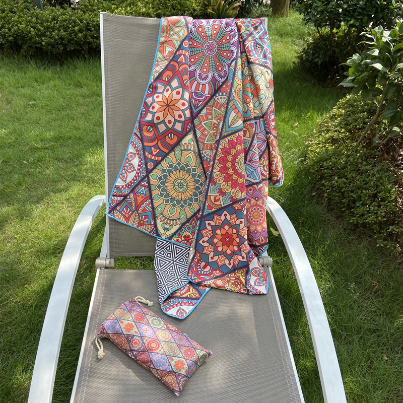 Cross-border hot-selling European and American beach towels quick-drying thickened double-sided printed bath towels plus size microfiber towels