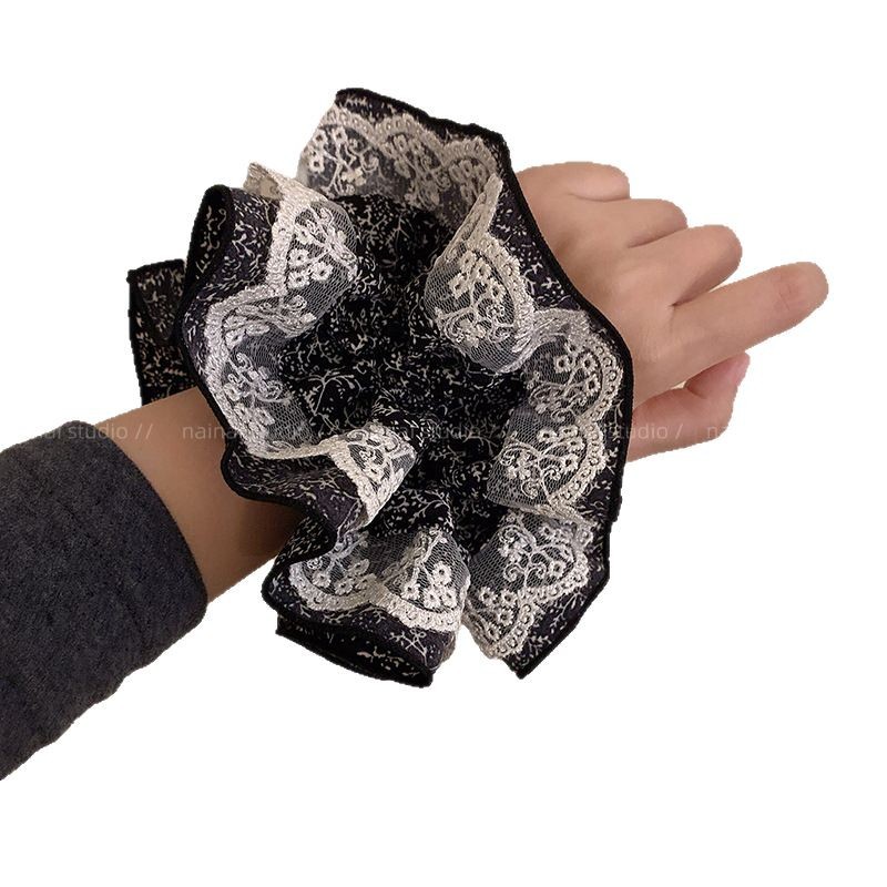 Flores frescas pequeñas anillo de cabello de intestino para mujeres 2025 nuevo delicado cordón de cabello de bola de encaje borde de cabello francés