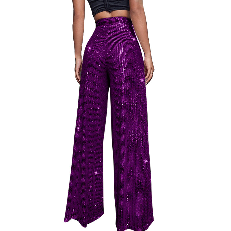 Women's Party Street Fashion Solid Color Full Length Sequins Casual Pants display picture 35