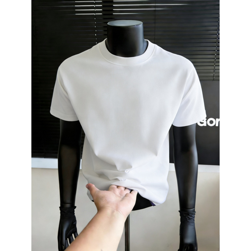 Sonora 260g Solid Color Short-Sleeve T-Shirt for Men, Summer, Quick-Dry, Cool-Touch Top with Cuffed Sleeves and Small Neckline