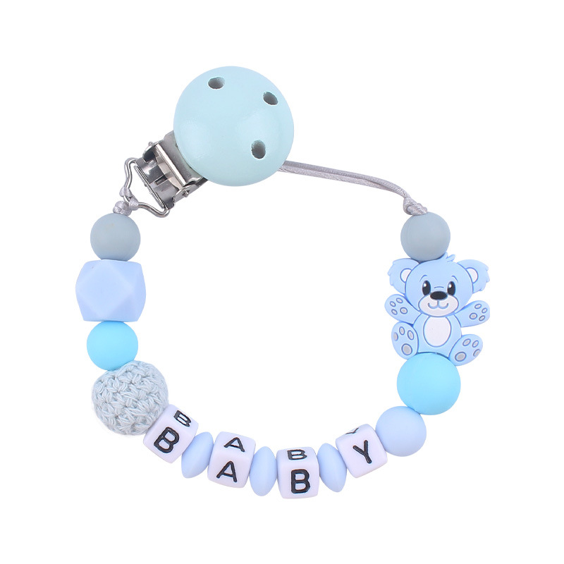Nuevo bebé suministros de dibujos animados animal oso calmante bebé Cadena de chupete de silicona mordedura cadena anti-caída molar