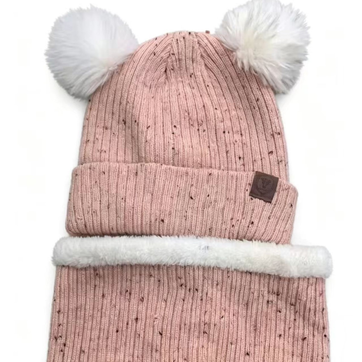 Cross-Border Original Factory Winter Children's Knitted Hat, Scarf, and Gloves Three-Piece Set, Thickened Wool Hat Set with Pom-Pom