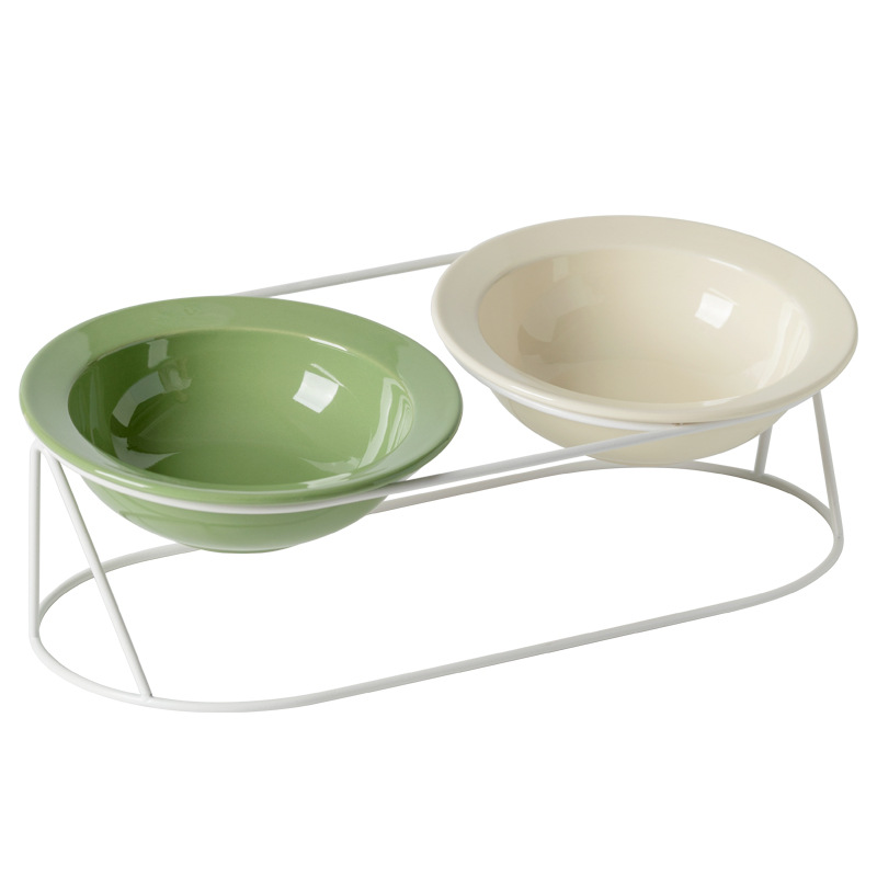 Cerámica inclinada para artículos de mascotas doble cuello protector de cuello para gatos tazón de comida para gatos aumento anti-derroquear tazón de agua para gatos y perros tazón de grano