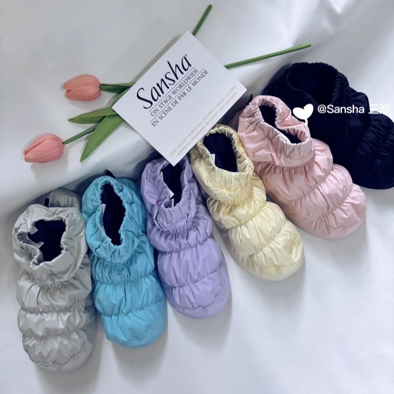 Sansha Dance Shoes Winter Fleece-Lined Autumn and Winter Ballet Warm Shoes Kidsren and Adults Warm-Up Practice Dance Cotton Shoes