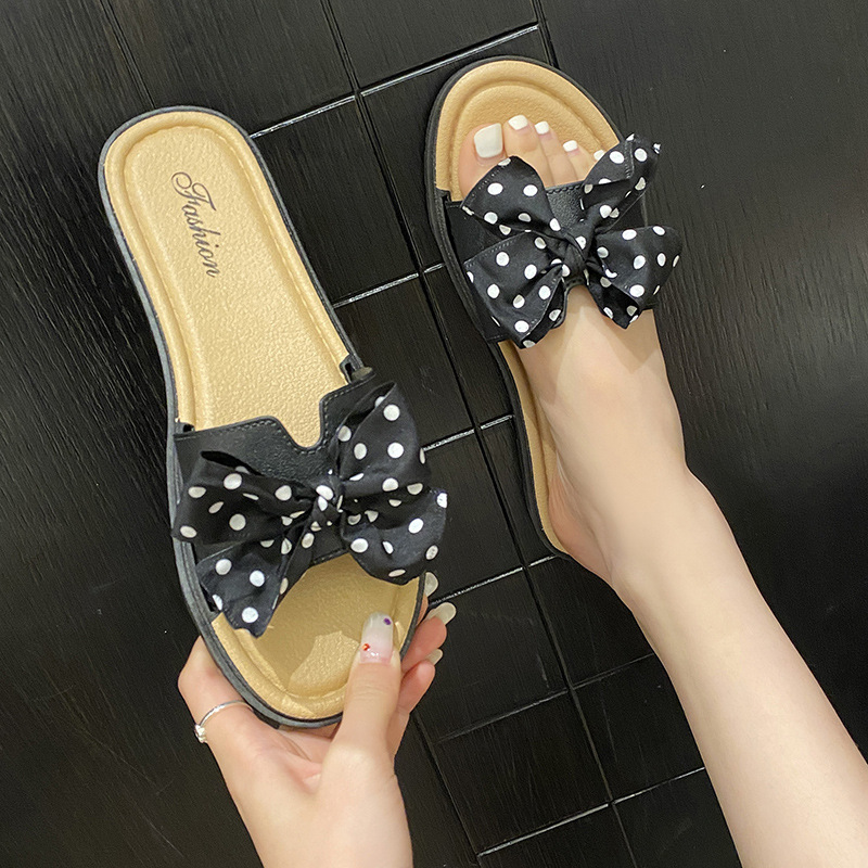 Ciabatte piatte da donna con fiocco moda estate scarpe mare_voghion.com