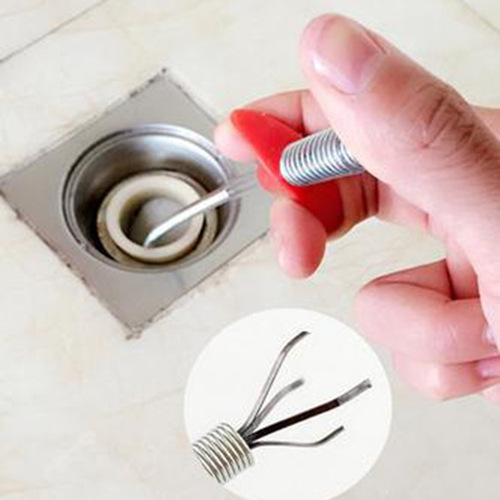 Spring pipe clearing tool household hair and hair cleaner pipe clearing hook sink drain toilet clearer