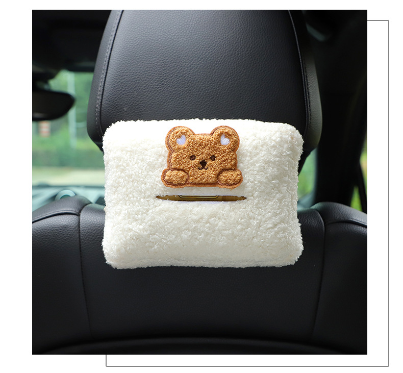 Cartoon car tissue box cute bear car chair back hanging tissue box DIY multifunctional car tissue box