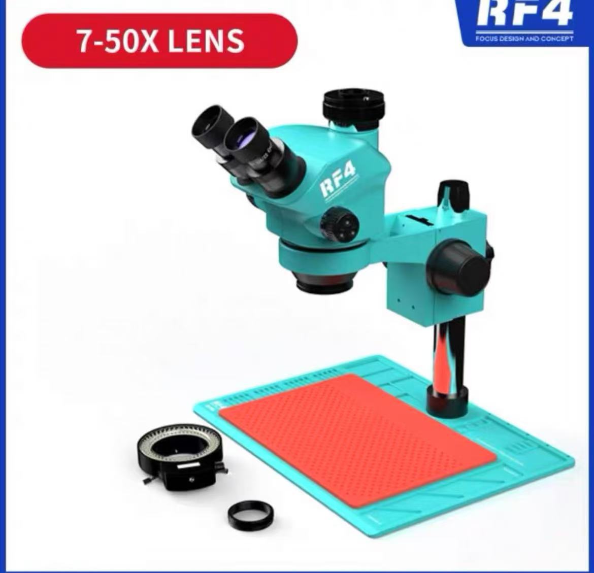 Microscopio RF4 binocular 3 ojos 7 - 65x HD oculares zoom continuo mantenimiento de teléfonos móviles placa base placa de circuito rf4
