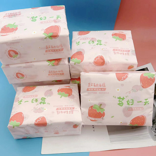 Printed tissue paper strawberry printed paper towel large pack of 300 sheets household tissue paper facial tissue toilet paper colorful napkins
